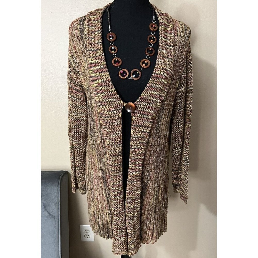 Krazy Kat Brown Gold One Button Cardigan Sweater XXL